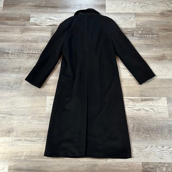 Vtg 90s Oleg Cassini Black Cashmere Long Coat 8 Double Breasted USA Made Winter - Picture 3 of 9